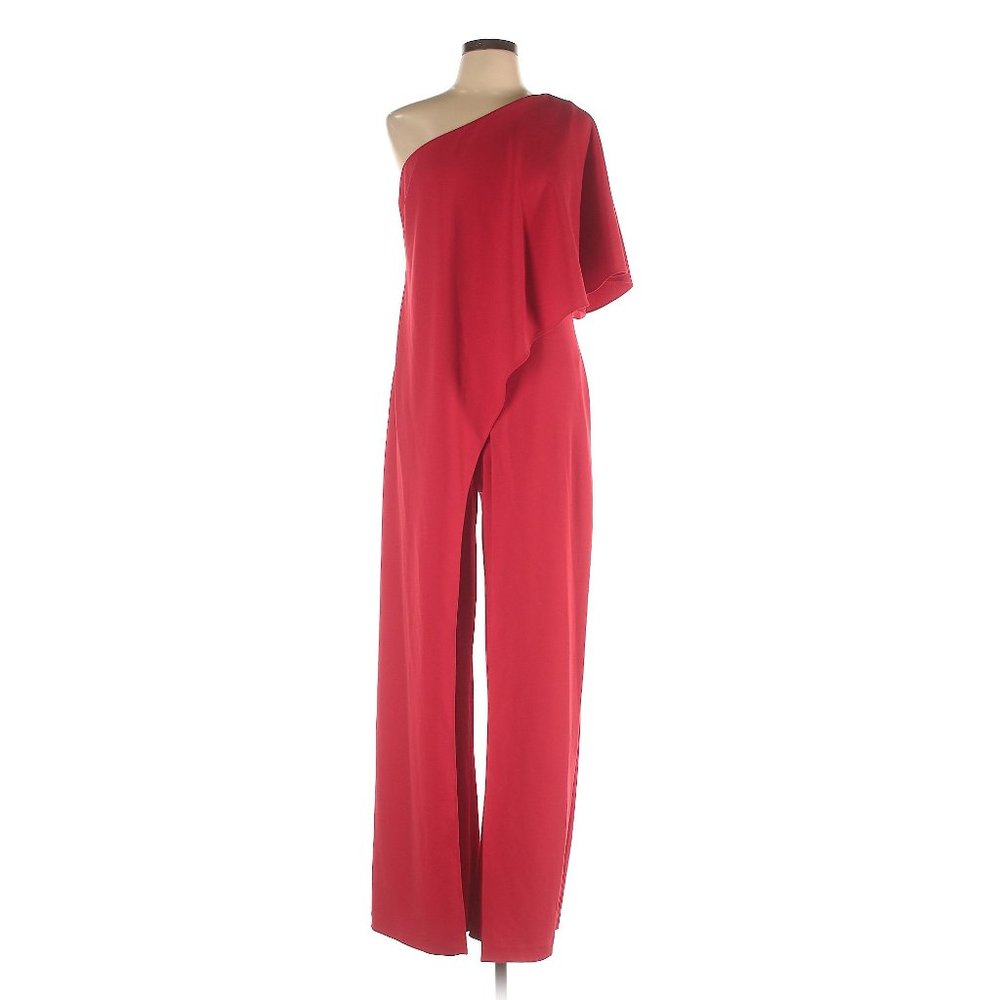 ADRIANNA PAPELL Flutter One Shoulder Jumpsuit 12 - Picture 2 of 10